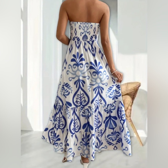 STRAPLESS PENDULUM DRESS WITH RUFFLE HEM - Picture 2 of 5